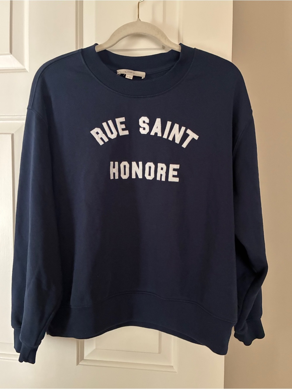 Like new Loft Parisian Sweatshirt Navy "Rue Saint Honore" Pullover Sz S - Picture 4 of 12